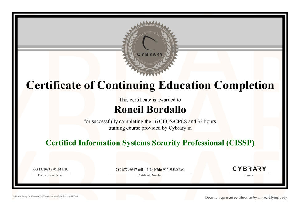 CERTIFIED INFORMATION SYSTEMS SECURITY PROFESSIONAL